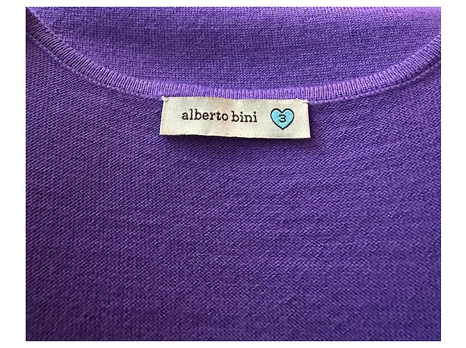 Autre Marque Alberto Bini Ärmelloser Merinowollpullover Lila - Ansicht 3