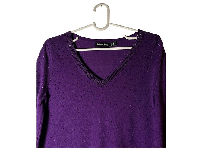Autre Marque Pedro Del Hierro Lila Wollpullover mit Kristallen - Ansicht 2