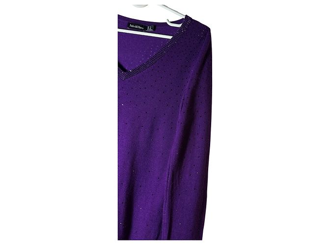 Autre Marque Pedro Del Hierro Lila Wollpullover mit Kristallen - Ansicht 3
