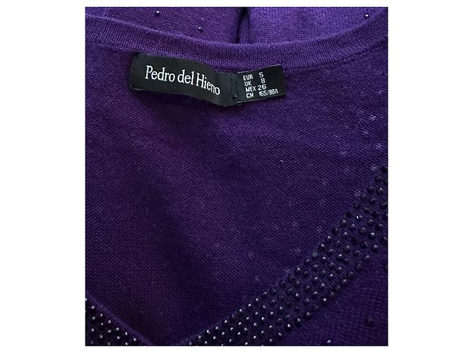 Autre Marque Pedro Del Hierro Lila Wollpullover mit Kristallen - Ansicht 6