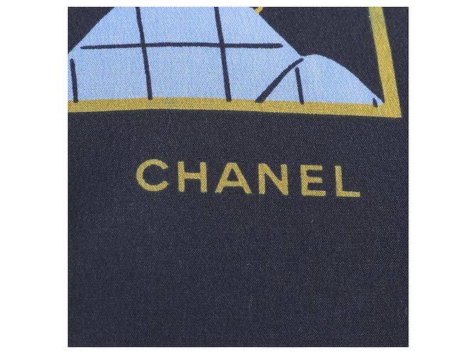 Chanel Mademoiselle Muster Schal Schwarz Blau - Ansicht 10