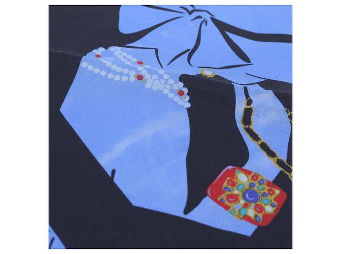 Chanel Mademoiselle Muster Schal Schwarz Blau - Ansicht 7