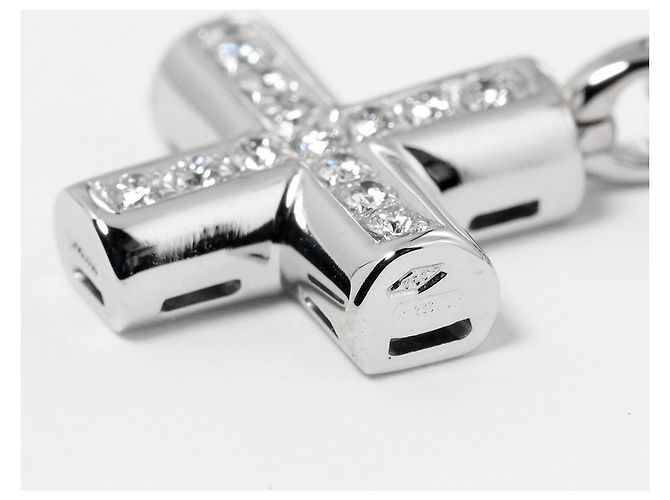 Bulgari Pendente Croce Bvlgari in oro bianco 18K e pavé di diamanti Argento - vista 7