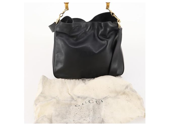 Borsa a mano in pelle Gucci Bamboo 2way Nera Oro 001 1705 1638 Auth bs33593 Nero D'oro - vista 24