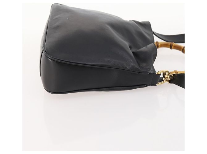 Borsa a mano in pelle Gucci Bamboo 2way Nera Oro 001 1705 1638 Auth bs33593 Nero D'oro - vista 4