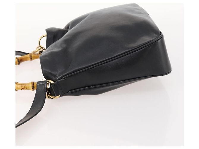 Borsa a mano in pelle Gucci Bamboo 2way Nera Oro 001 1705 1638 Auth bs33593 Nero D'oro - vista 5