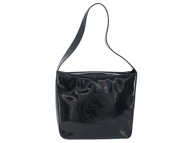 Borsa a Spalla GUCCI Pelle Verniciata Nera Argento 000 1013 0506 Auth 172305 - vista 2