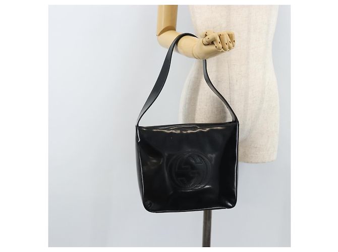 Borsa a Spalla GUCCI Pelle Verniciata Nera Argento 000 1013 0506 Auth 172305 - vista 22