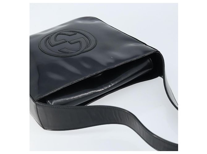 Borsa a Spalla GUCCI Pelle Verniciata Nera Argento 000 1013 0506 Auth 172305 - vista 6