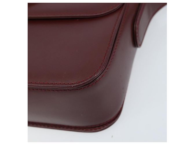 Cartier Borsa a Spalla Must Line in Pelle Bordeaux Oro Auth ki6537 D'oro Bordò - vista 10