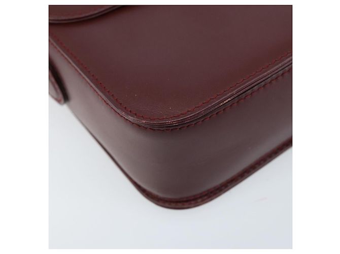Cartier Borsa a Spalla Must Line in Pelle Bordeaux Oro Auth ki6537 D'oro Bordò - vista 11