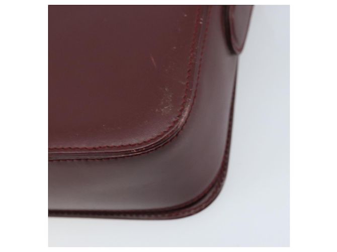 Cartier Borsa a Spalla Must Line in Pelle Bordeaux Oro Auth ki6537 D'oro Bordò - vista 12