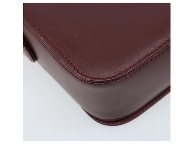 Cartier Borsa a Spalla Must Line in Pelle Bordeaux Oro Auth ki6537 D'oro Bordò - vista 13