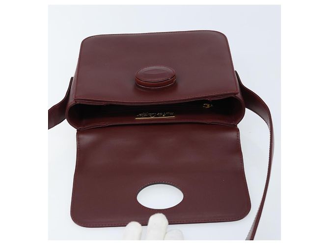 Cartier Borsa a Spalla Must Line in Pelle Bordeaux Oro Auth ki6537 D'oro Bordò - vista 15