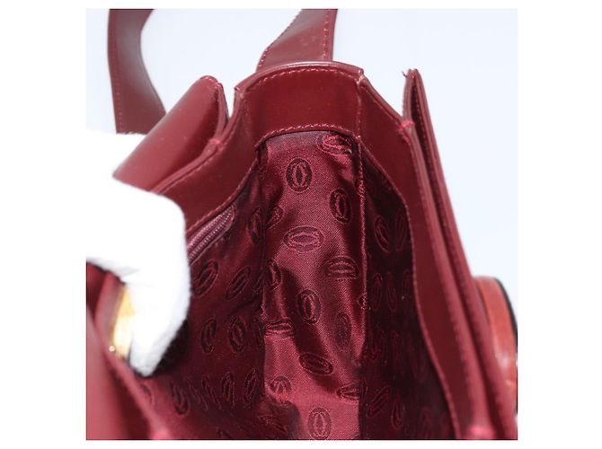 Cartier Borsa a Spalla Must Line in Pelle Bordeaux Oro Auth ki6537 D'oro Bordò - vista 18