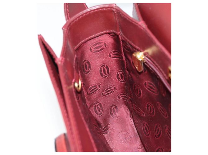Cartier Borsa a Spalla Must Line in Pelle Bordeaux Oro Auth ki6537 D'oro Bordò - vista 19