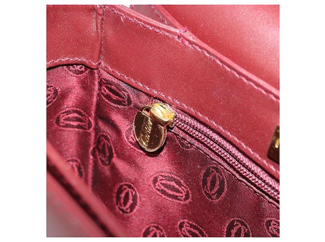 Cartier Borsa a Spalla Must Line in Pelle Bordeaux Oro Auth ki6537 D'oro Bordò - vista 20