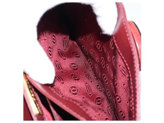 Cartier Borsa a Spalla Must Line in Pelle Bordeaux Oro Auth ki6537 D'oro Bordò - vista 23