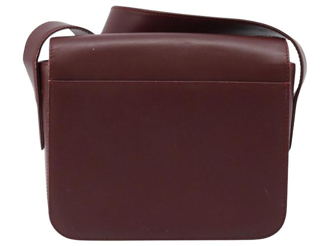 Cartier Borsa a Spalla Must Line in Pelle Bordeaux Oro Auth ki6537 D'oro Bordò - vista 3