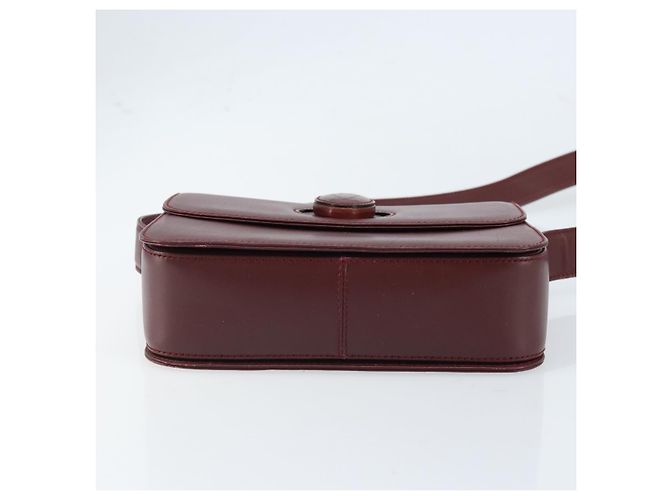 Cartier Borsa a Spalla Must Line in Pelle Bordeaux Oro Auth ki6537 D'oro Bordò - vista 9