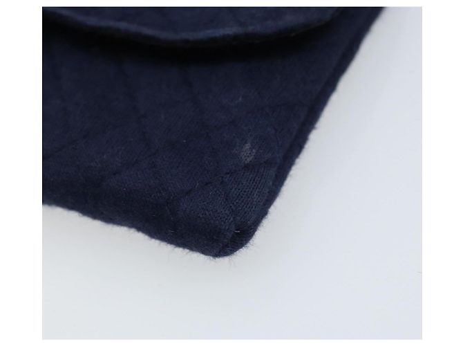Pochette a Catena CHANEL Cotone Blu Navy Oro CC Auth bs33731 D'oro - vista 10