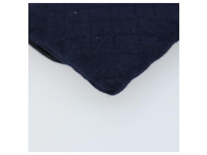 Pochette a Catena CHANEL Cotone Blu Navy Oro CC Auth bs33731 D'oro - vista 13