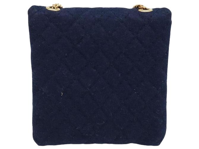 Pochette a Catena CHANEL Cotone Blu Navy Oro CC Auth bs33731 D'oro - vista 3