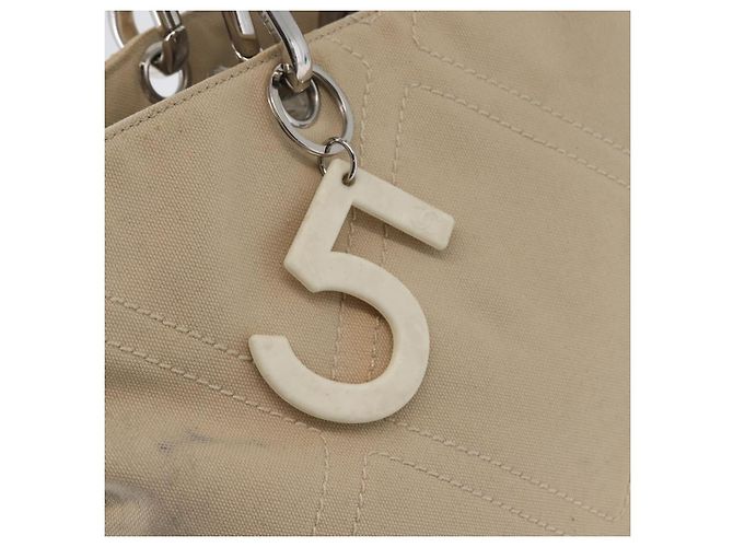 CHANEL Tote Bag No5 aus Canvas Beige mit silbernem CC Auth 169753 - Ansicht 15