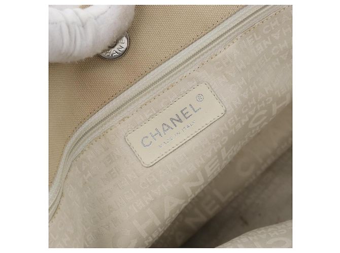 CHANEL Tote Bag No5 aus Canvas Beige mit silbernem CC Auth 169753 - Ansicht 18