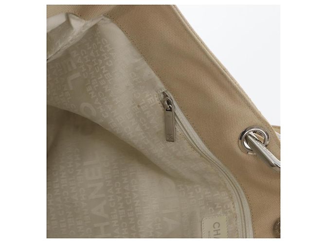 CHANEL Tote Bag No5 aus Canvas Beige mit silbernem CC Auth 169753 - Ansicht 23