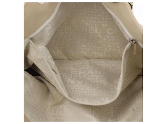 CHANEL Tote Bag No5 aus Canvas Beige mit silbernem CC Auth 169753 - Ansicht 24