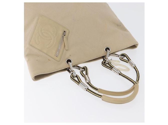 CHANEL Tote Bag No5 aus Canvas Beige mit silbernem CC Auth 169753 - Ansicht 7