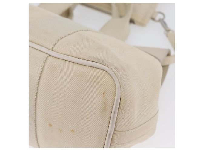 Hermès HERMES Valparaiso PM Handtasche Canvas Leder Creme Silber Auth bs33820 Roh - Ansicht 13
