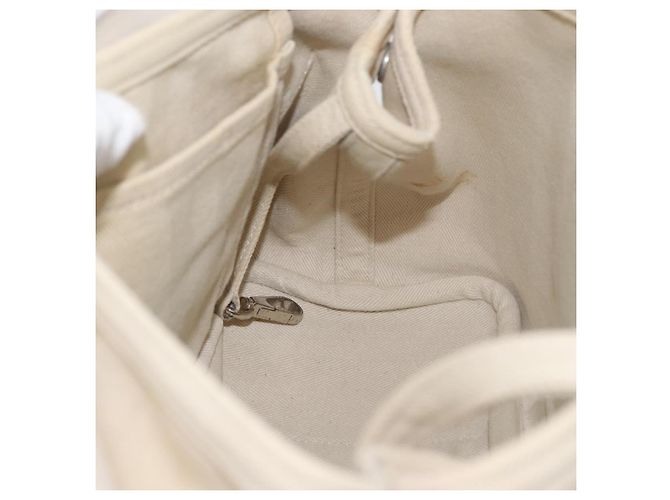 Hermès HERMES Valparaiso PM Handtasche Canvas Leder Creme Silber Auth bs33820 Roh - Ansicht 15