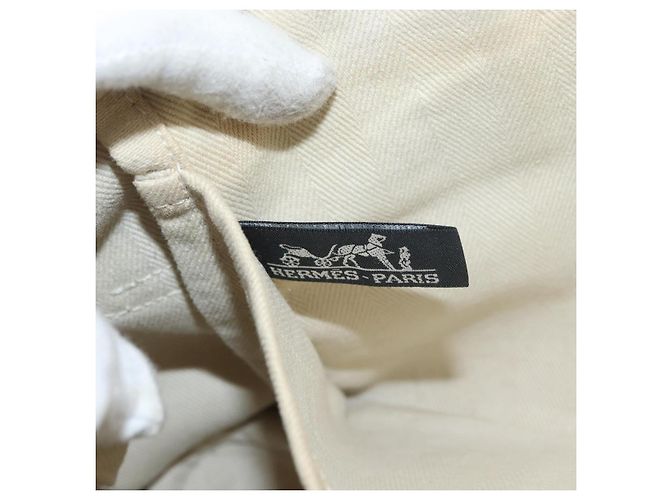 Hermès HERMES Valparaiso PM Handtasche Canvas Leder Creme Silber Auth bs33820 Roh - Ansicht 18