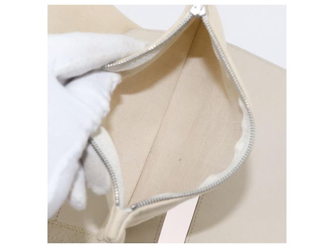 Hermès HERMES Valparaiso PM Handtasche Canvas Leder Creme Silber Auth bs33820 Roh - Ansicht 21