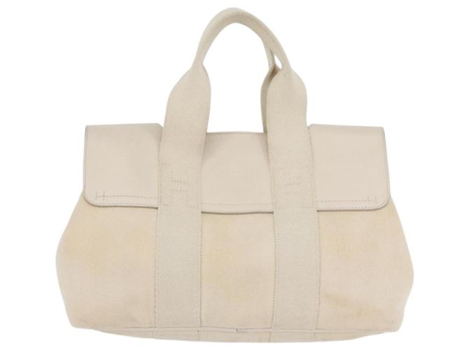 Hermès HERMES Valparaiso PM Handtasche Canvas Leder Creme Silber Auth bs33820 Roh - Ansicht 3