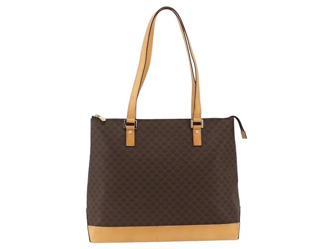 Céline Borsa tote in tela Macadam CELINE in pelle PVC marrone oro Auth ka2928 D'oro - vista 2