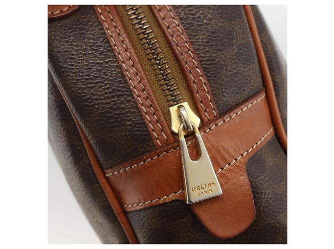 Céline Borsa a mano in tela Macadam CELINE in pelle PVC marrone oro Auth ep13628 D'oro - vista 14
