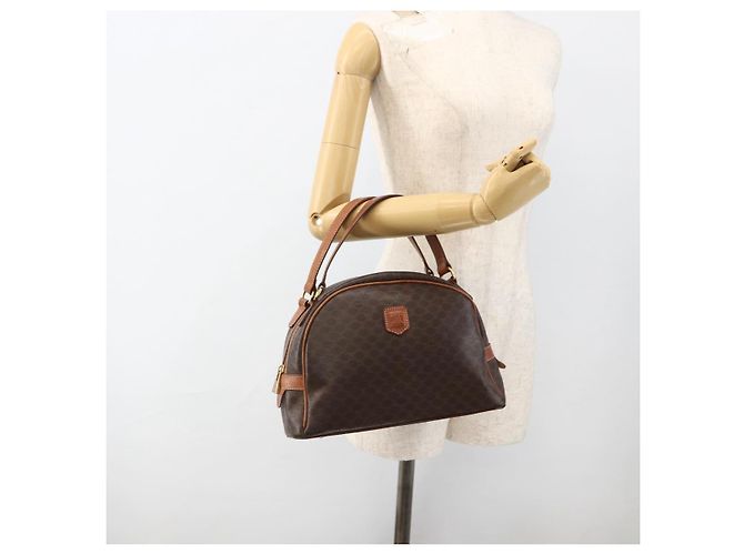 Céline Borsa a mano in tela Macadam CELINE in pelle PVC marrone oro Auth ep13628 D'oro - vista 22