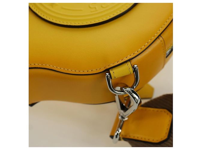 FENDI Custodia per Racchetta da Ping Pong Borsa a Spalla Pelle Gialla Argento Auth 166245SM Giallo - vista 12