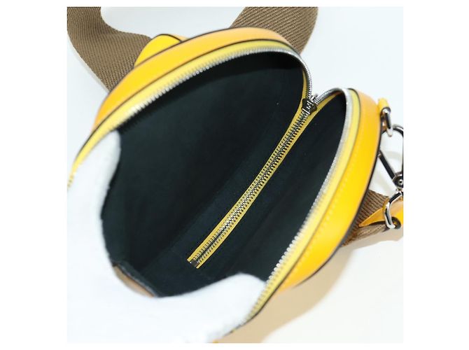 FENDI Custodia per Racchetta da Ping Pong Borsa a Spalla Pelle Gialla Argento Auth 166245SM Giallo - vista 19