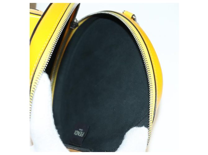 FENDI Custodia per Racchetta da Ping Pong Borsa a Spalla Pelle Gialla Argento Auth 166245SM Giallo - vista 21