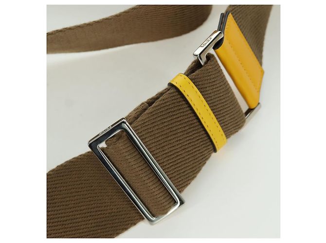 FENDI Custodia per Racchetta da Ping Pong Borsa a Spalla Pelle Gialla Argento Auth 166245SM Giallo - vista 8