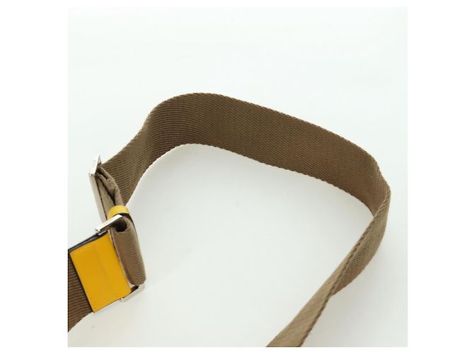 FENDI Custodia per Racchetta da Ping Pong Borsa a Spalla Pelle Gialla Argento Auth 166245SM Giallo - vista 9