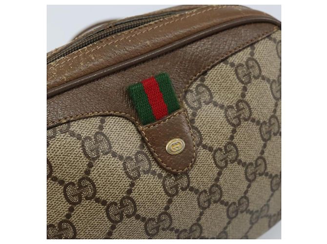 Gucci Borsa GG Supreme Web Sherry Line in PVC beige e oro 89 02 066 Auth ka2912 D'oro - vista 15