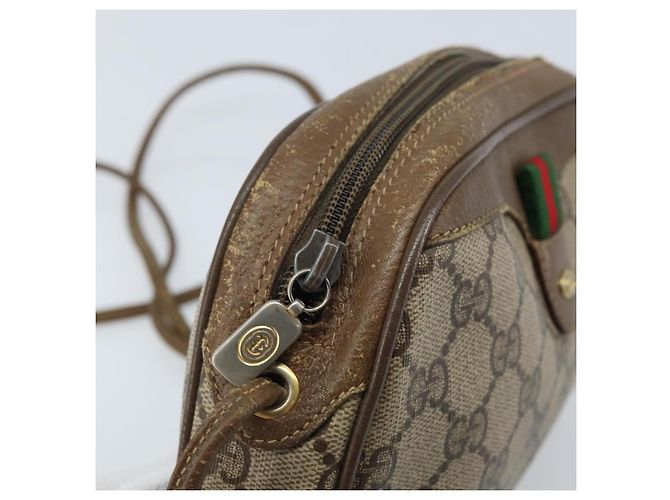 Gucci Borsa GG Supreme Web Sherry Line in PVC beige e oro 89 02 066 Auth ka2912 D'oro - vista 16