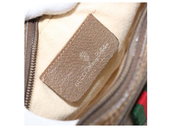 Gucci Borsa GG Supreme Web Sherry Line in PVC beige e oro 89 02 066 Auth ka2912 D'oro - vista 17