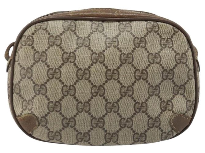 Gucci Borsa GG Supreme Web Sherry Line in PVC beige e oro 89 02 066 Auth ka2912 D'oro - vista 3