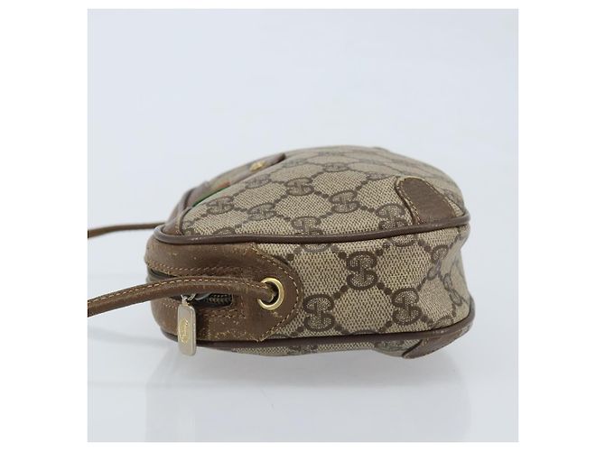 Gucci Borsa GG Supreme Web Sherry Line in PVC beige e oro 89 02 066 Auth ka2912 D'oro - vista 5